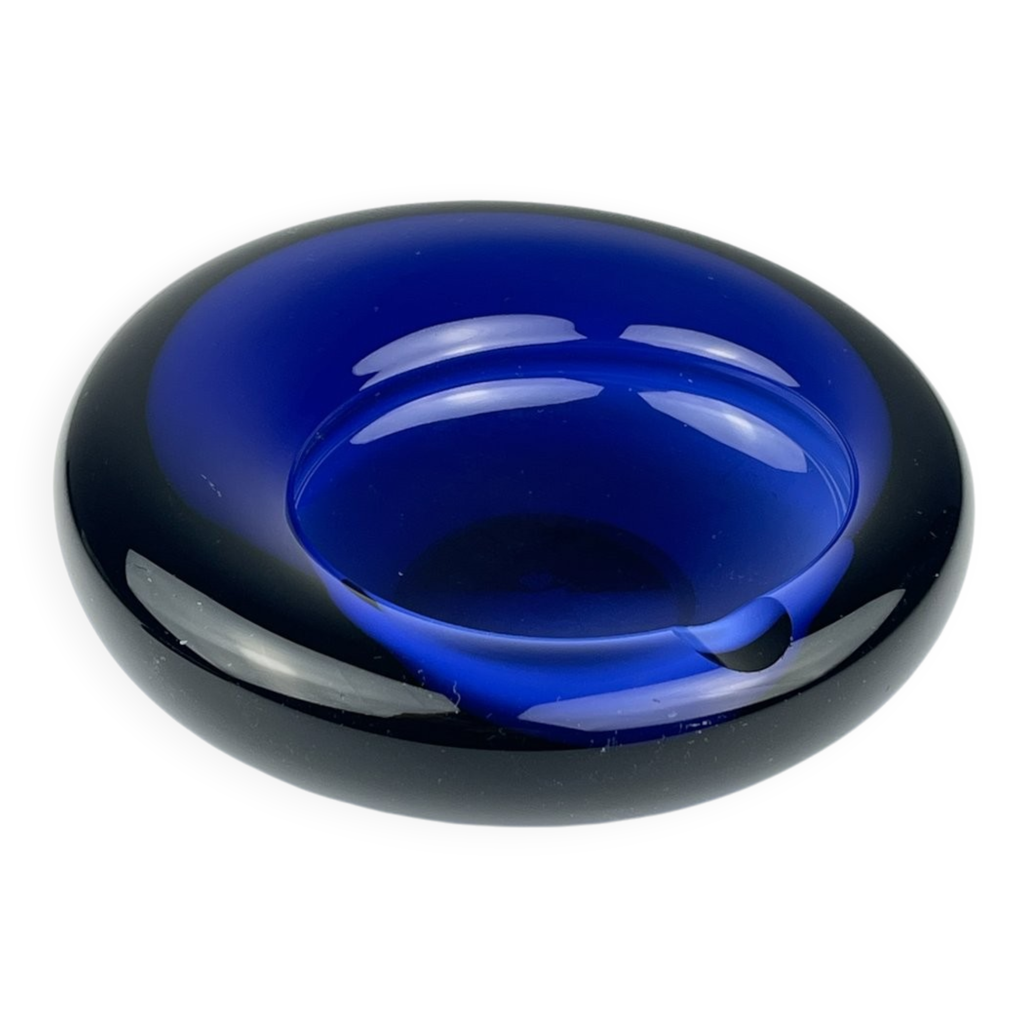 Blue glass ashtray by Per Lütken for Holmegaard, Denmark, 1962