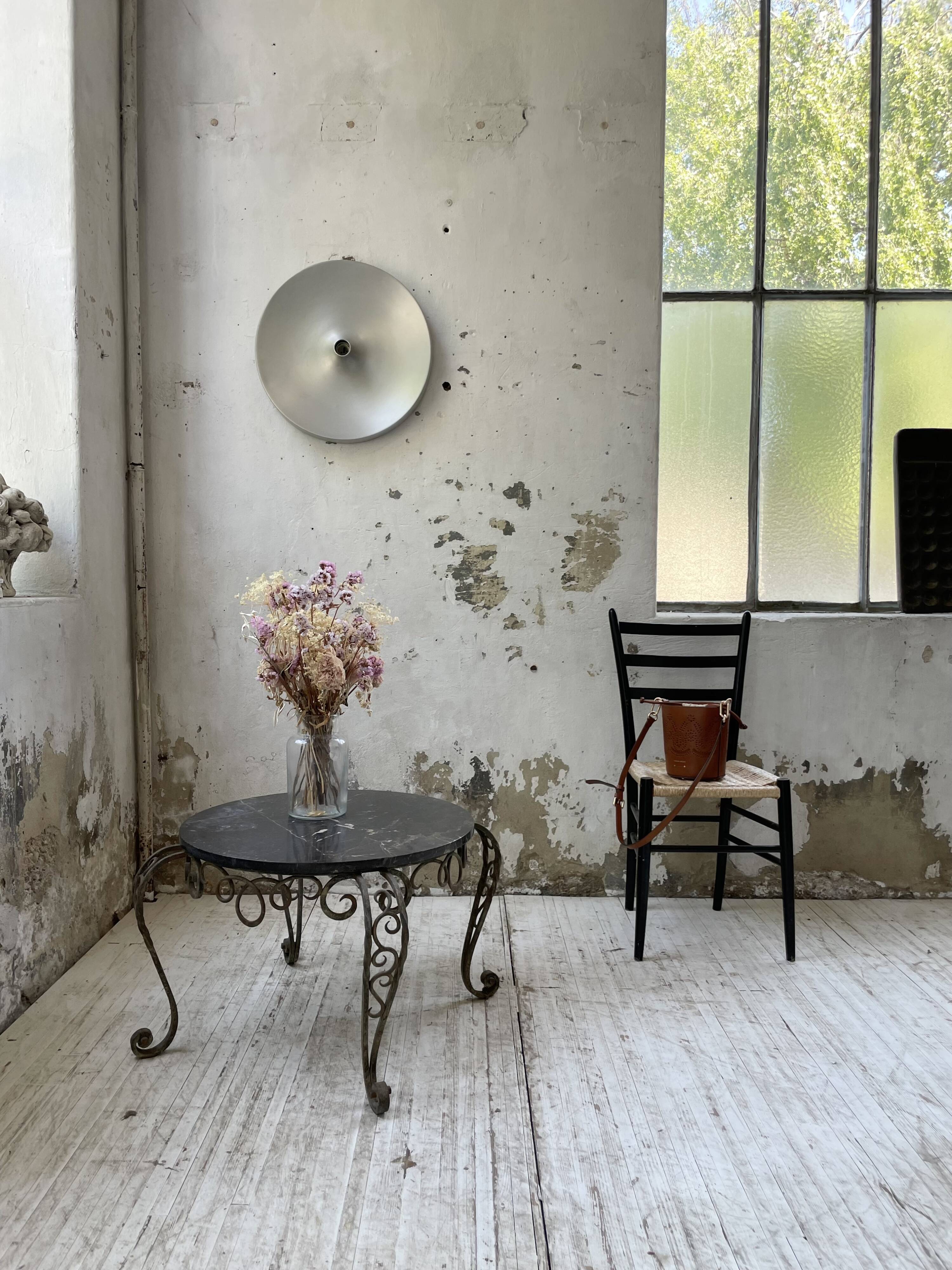 René Drouet coffee table in metal and black marble.