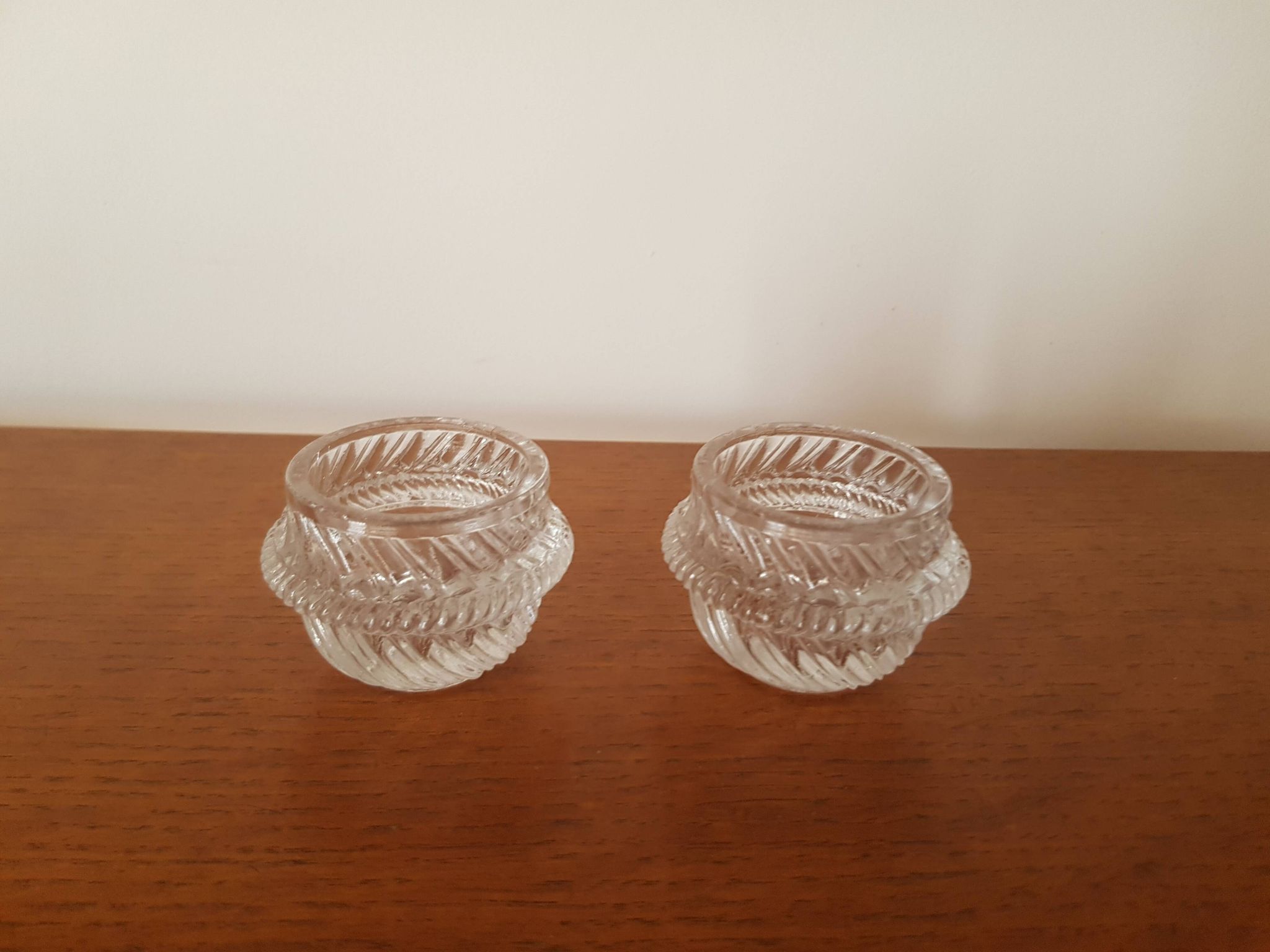 Set of 2 cut glass egg cups