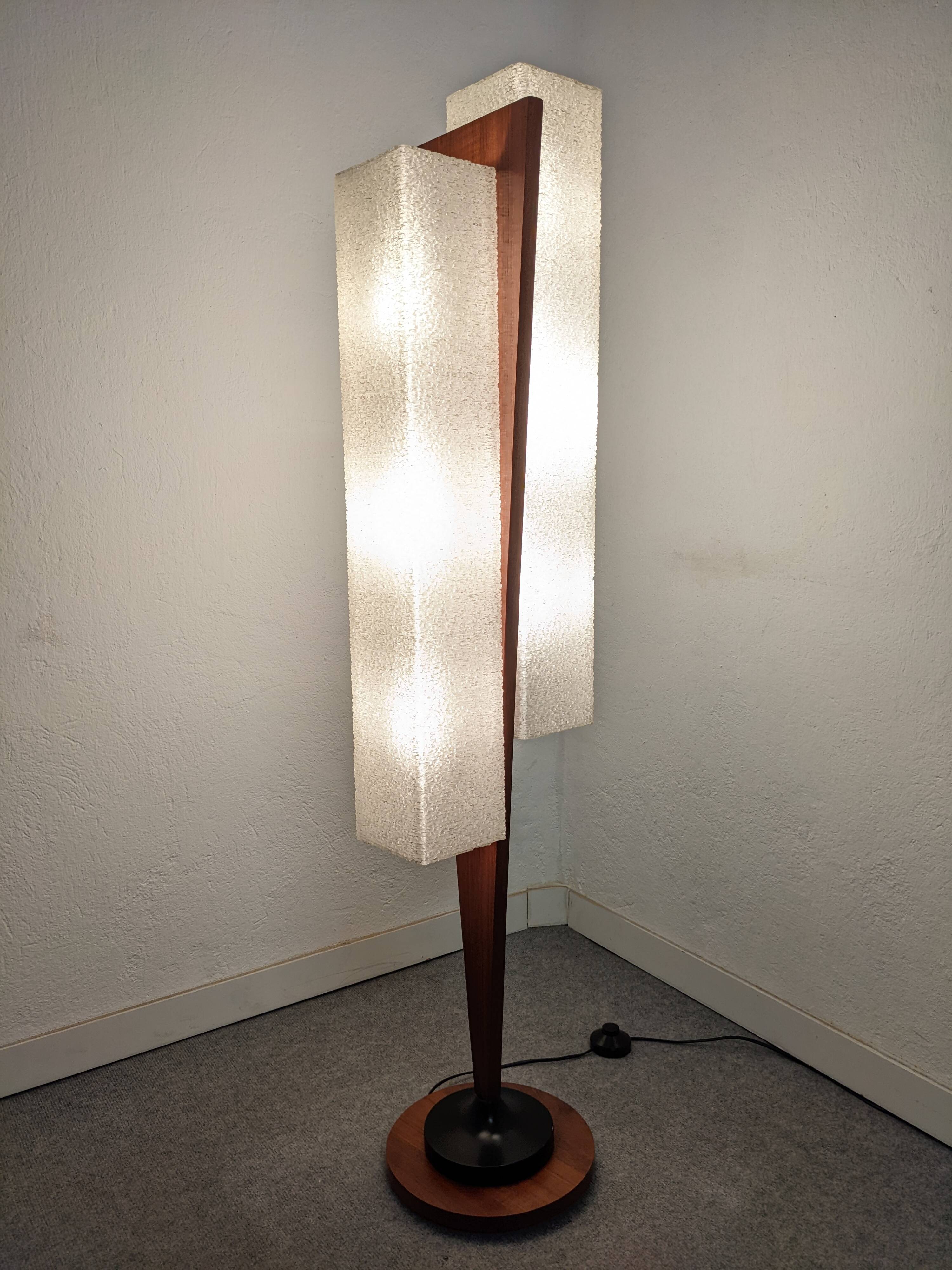 Danish floor lamp in teak and pearly resin from the 50s/60s