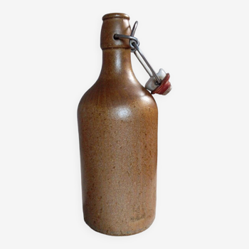 Small brown stoneware bottle, ceramic cap from mkm