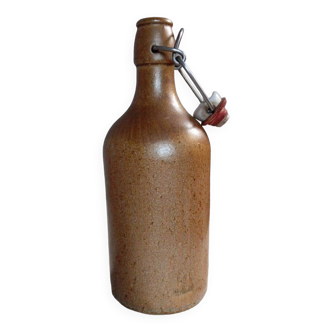 Petite bouteille grès marron, bouchon céramique de mkm