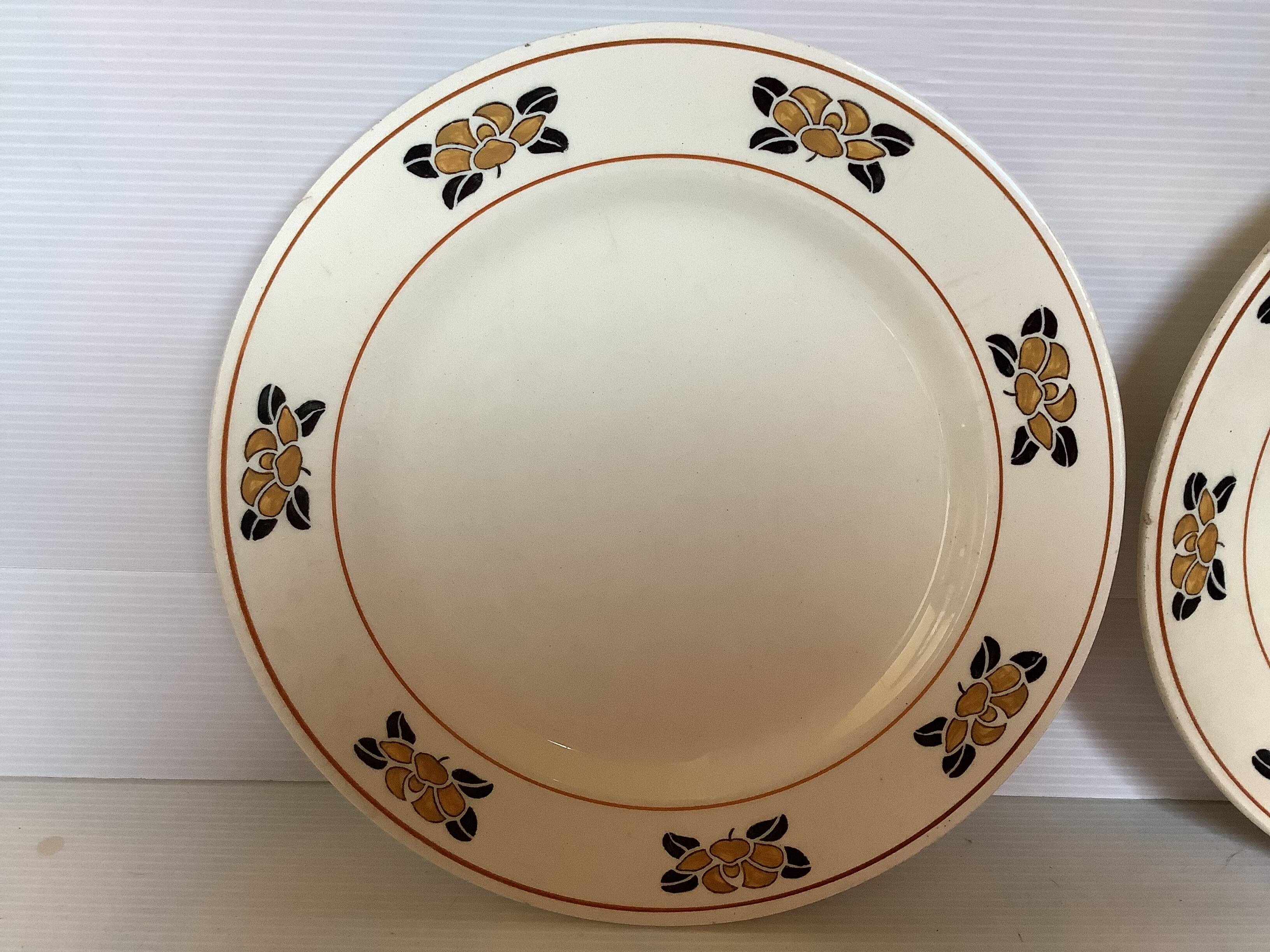 Pair of old iron earth water lily plates