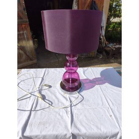 Lampe vintage en chrome et verre de couleur