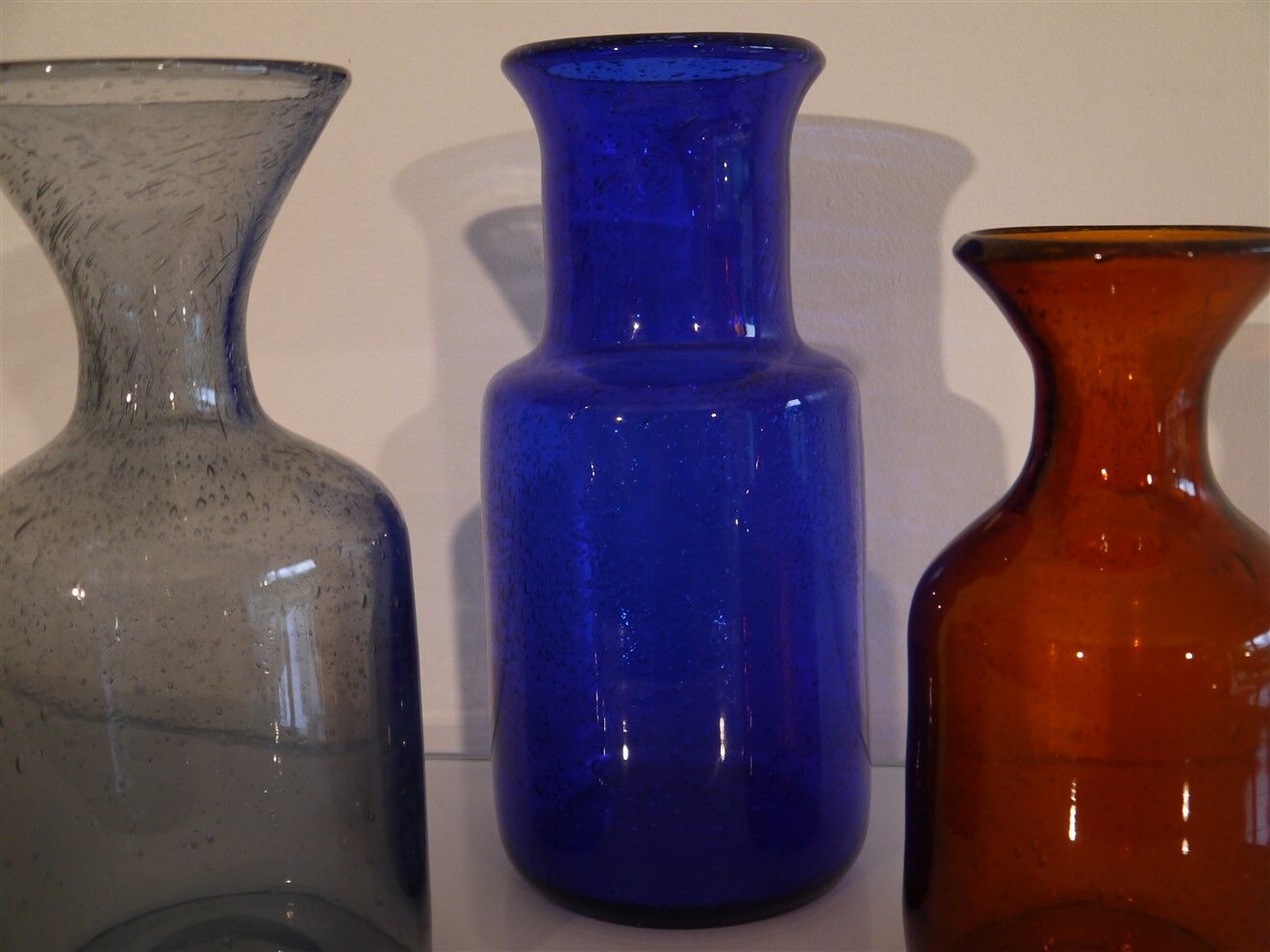 Series of 3 vintage glass vases by Erik Hoglund
