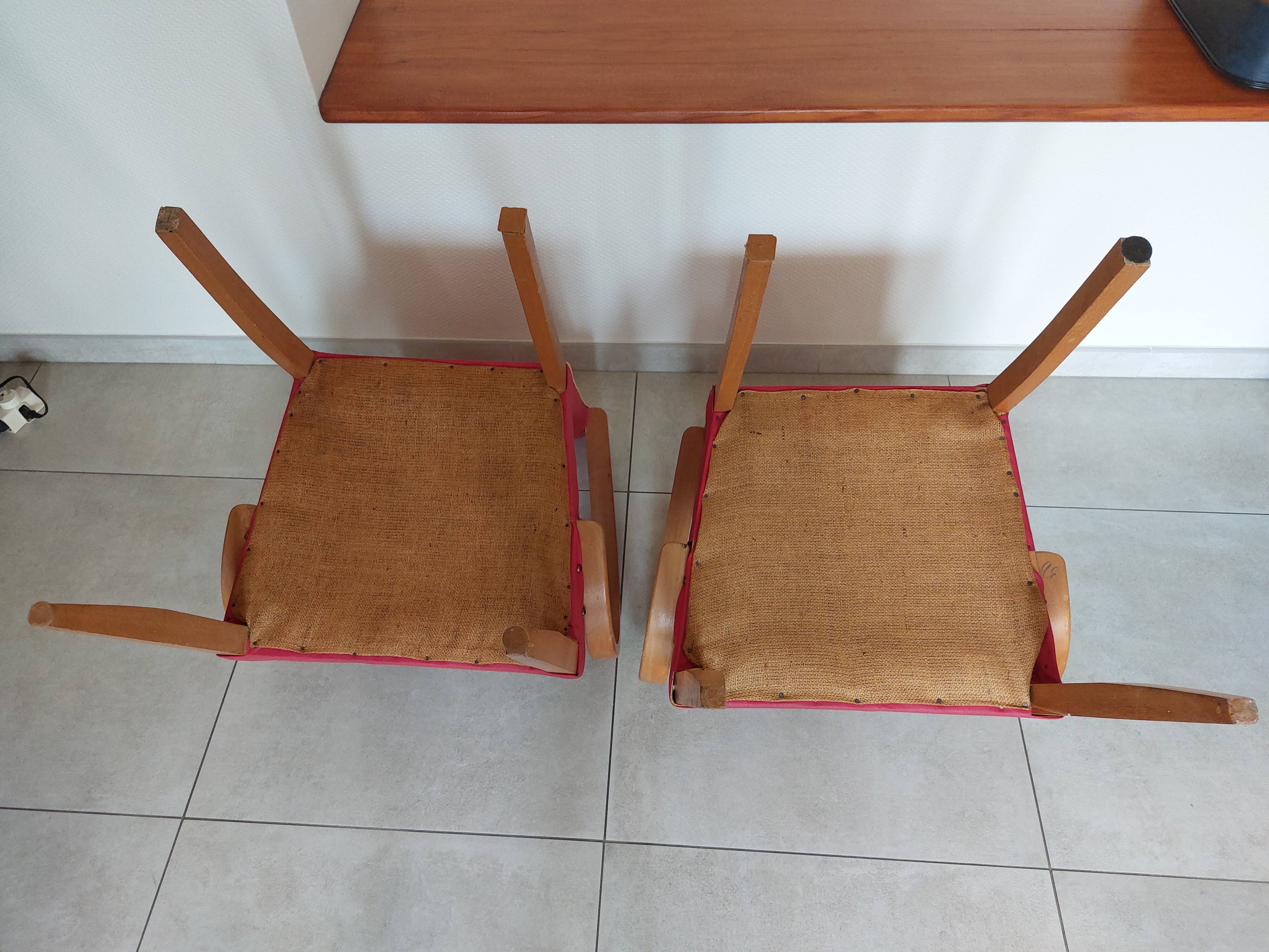 Pair of "moustache" bridge armchairs
