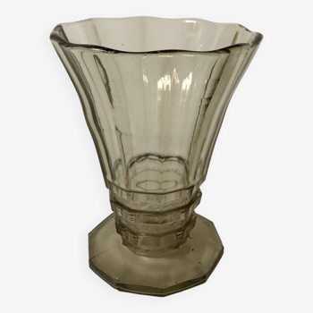 Vase en verre fumé moulé et soufflé Made in Belgium années 60-70