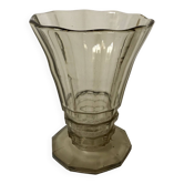 Molded and blown smoked glass vase Made in Belgium 60s-70s