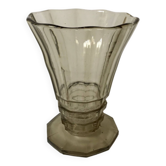 Molded and blown smoked glass vase Made in Belgium 60s-70s