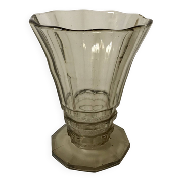 Molded and blown smoked glass vase Made in Belgium 60s-70s