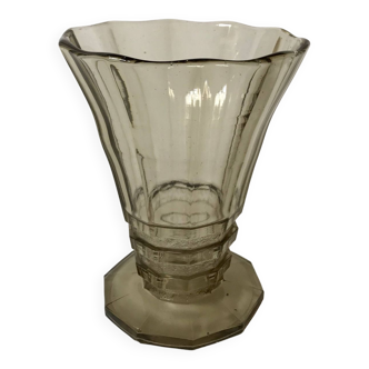 Vase en verre fumé moulé et soufflé Made in Belgium années 60-70