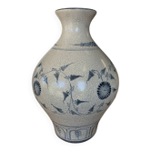 Large Cracked Blue & White Ceramic Vase Asian/Chinese Style