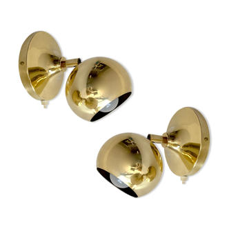 Pair Vintage Spot Wall Lamp, 60s. Brass Globe