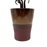 Mid-century Modern style brown artistic ceramic vase, Gabriele Bucci Italy