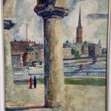 Swedish Oil on Panel – “Stockholm Motif” by Emil Hellbom (1895–1969)