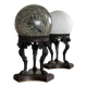 Pair of marble spheres on bronze tripods, 19th century