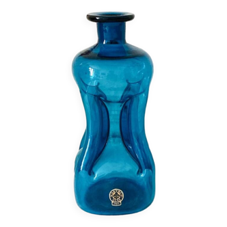 Carafe vintage bleu Kluk Kluk Kastrup Glas, 1950 Danemark