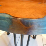 Table basse ovale bois & résine