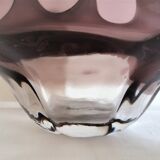 Crystal vase in the shape of a jellyfish, eggplant color with a gradient background