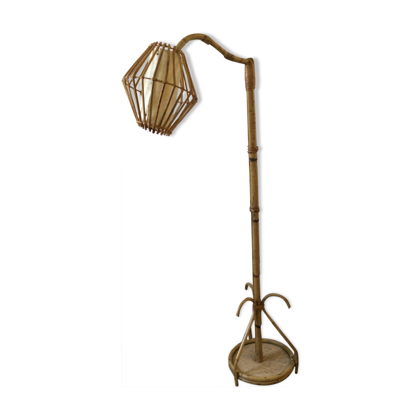 Floor lamp 60s bamboo rattan