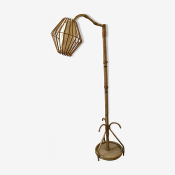 Floor lamp 60s bamboo rattan