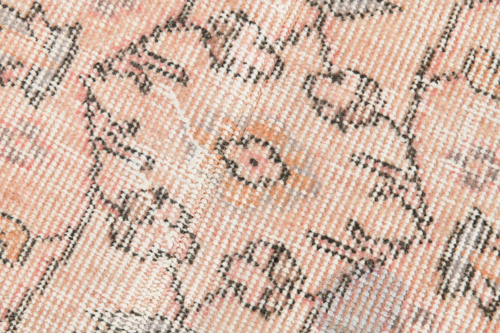 5x8 Faded Pink & Beige Floral Turkish Vintage Rug, 143x248 Cm