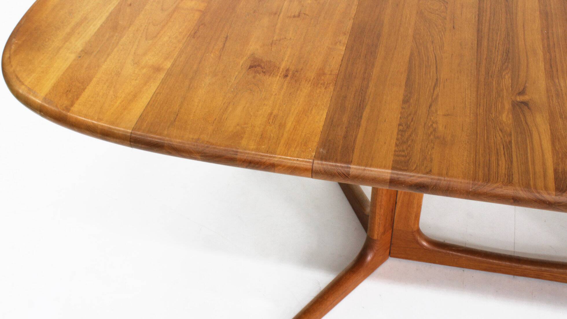 Vintage Glostrup Danish oval extendable dining table solid teak 1960s