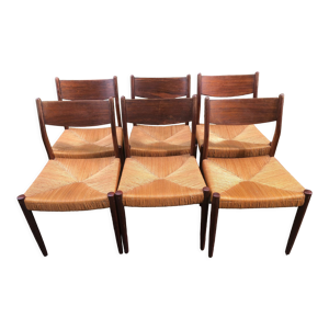 6 chaises en bois et - 1960