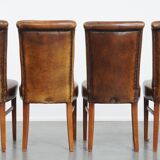 Set of 4 Sheepskin Leather Dining Chairs