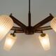 1960s mid century sputnik 8-light CHANDELIER teak brass glass ceiling light