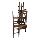 Set of 4 high oak stools 80 cm high