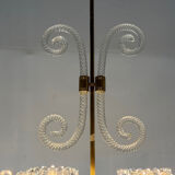 Venetian glass chandelier from Murano and brass, circa 1940.