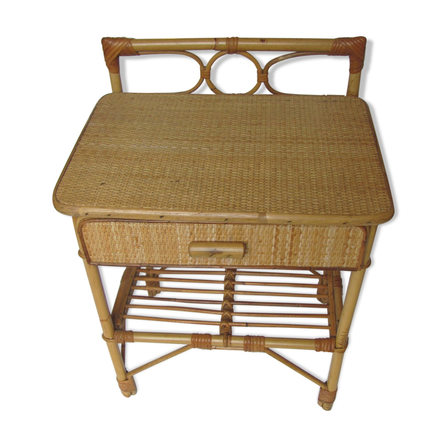 Bamboo with a drawer bedside - table years 70-