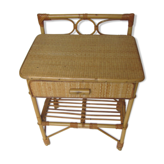 Table de chevet bambou avec un tiroir  années 70