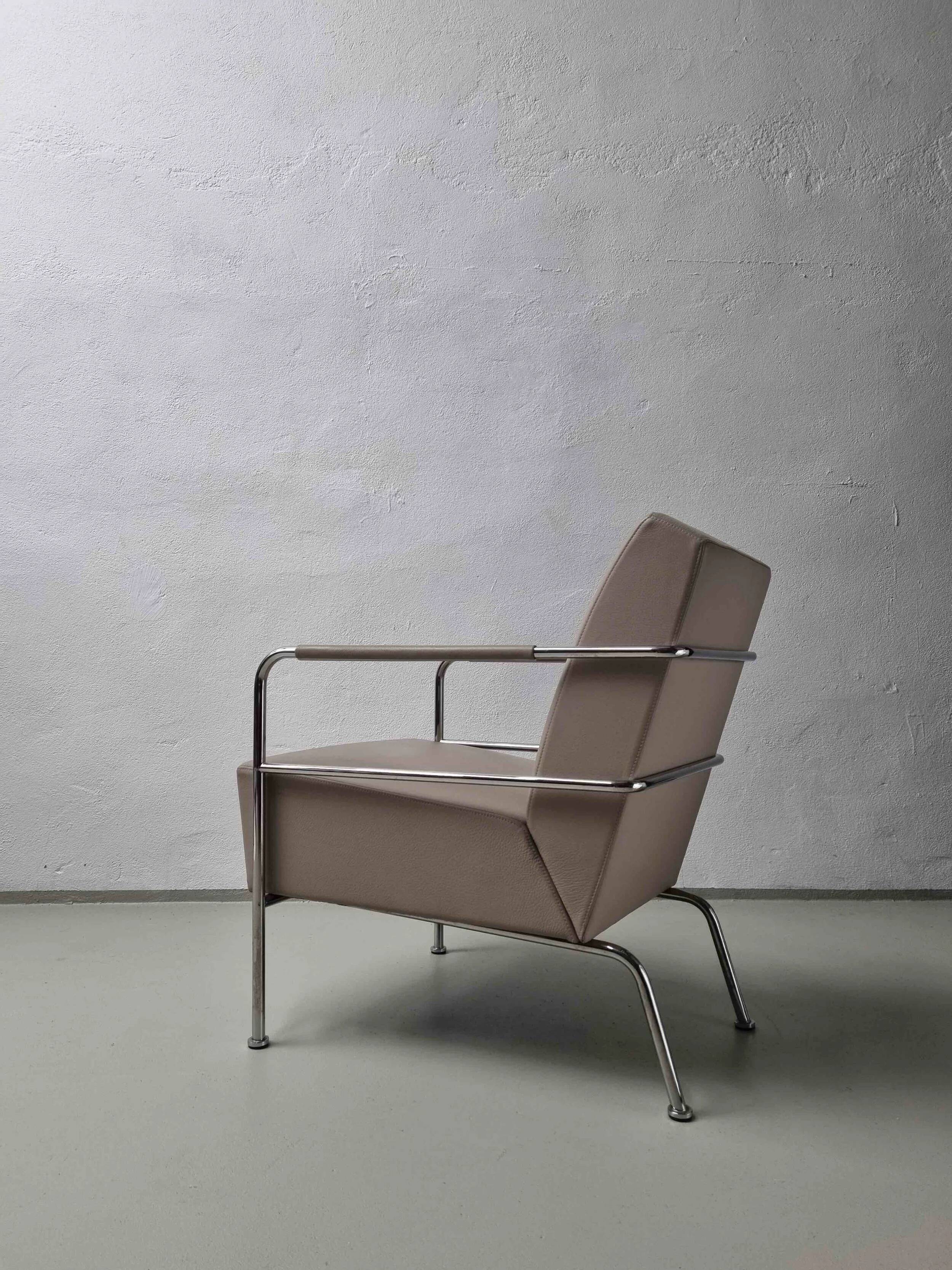 2 vintage nude leather "Cinema" easy chairs by Gunilla Allard for Lammhults | 1990s