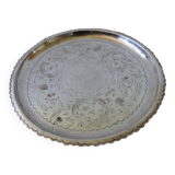 Unique Antique silver plated tray with small round feet and stunning engravings: B.A from Sweden lat
