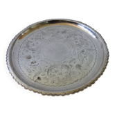 Unique Antique silver plated tray with small round feet and stunning engravings: BA from Sweden lat