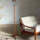 Scandinavian tripod reading lamp in teak and brass.