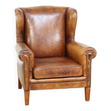 Sheepskin leather wing chair