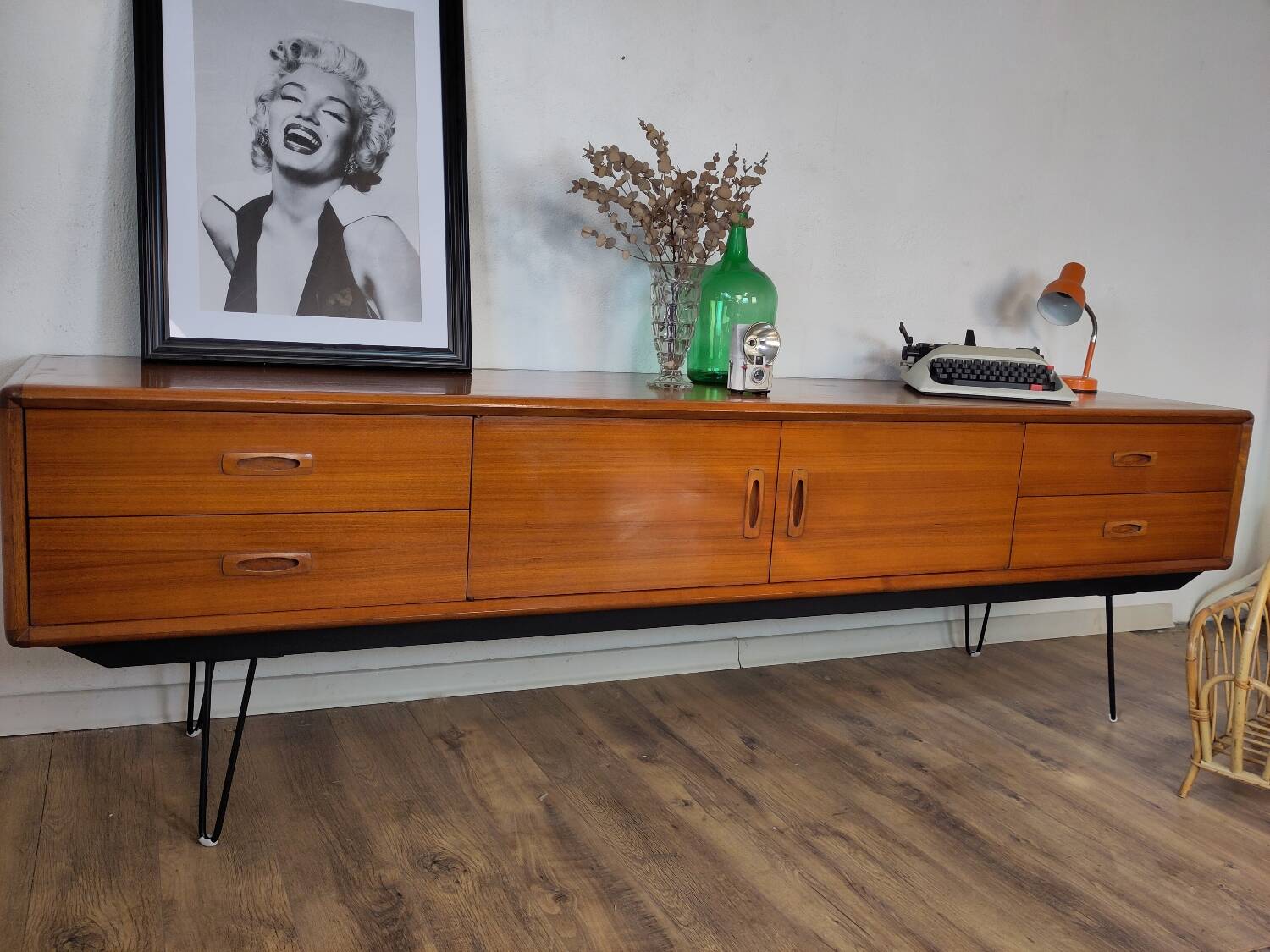 Scandinavian teak and metal sideboard