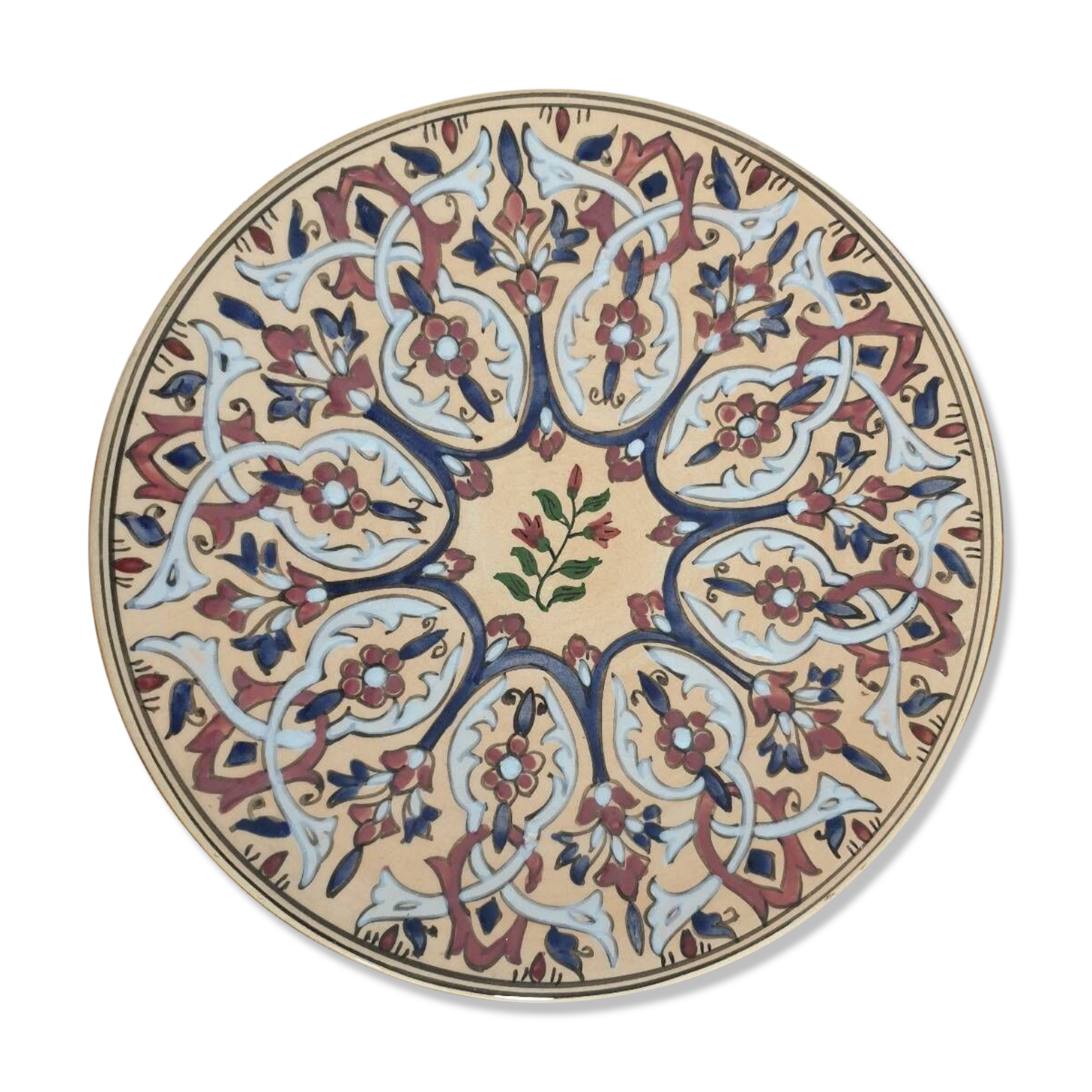 Couscous dish in ceramized terracotta and enamels