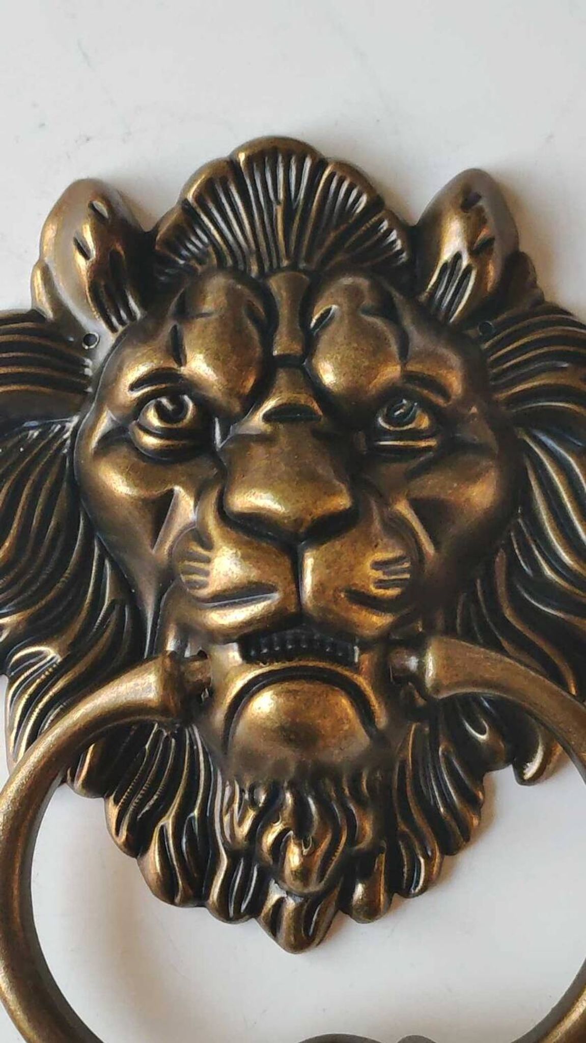 Antique Lion Head Door Knocker/Knocker, with Antique Bronze Patina 16 x 12 cm