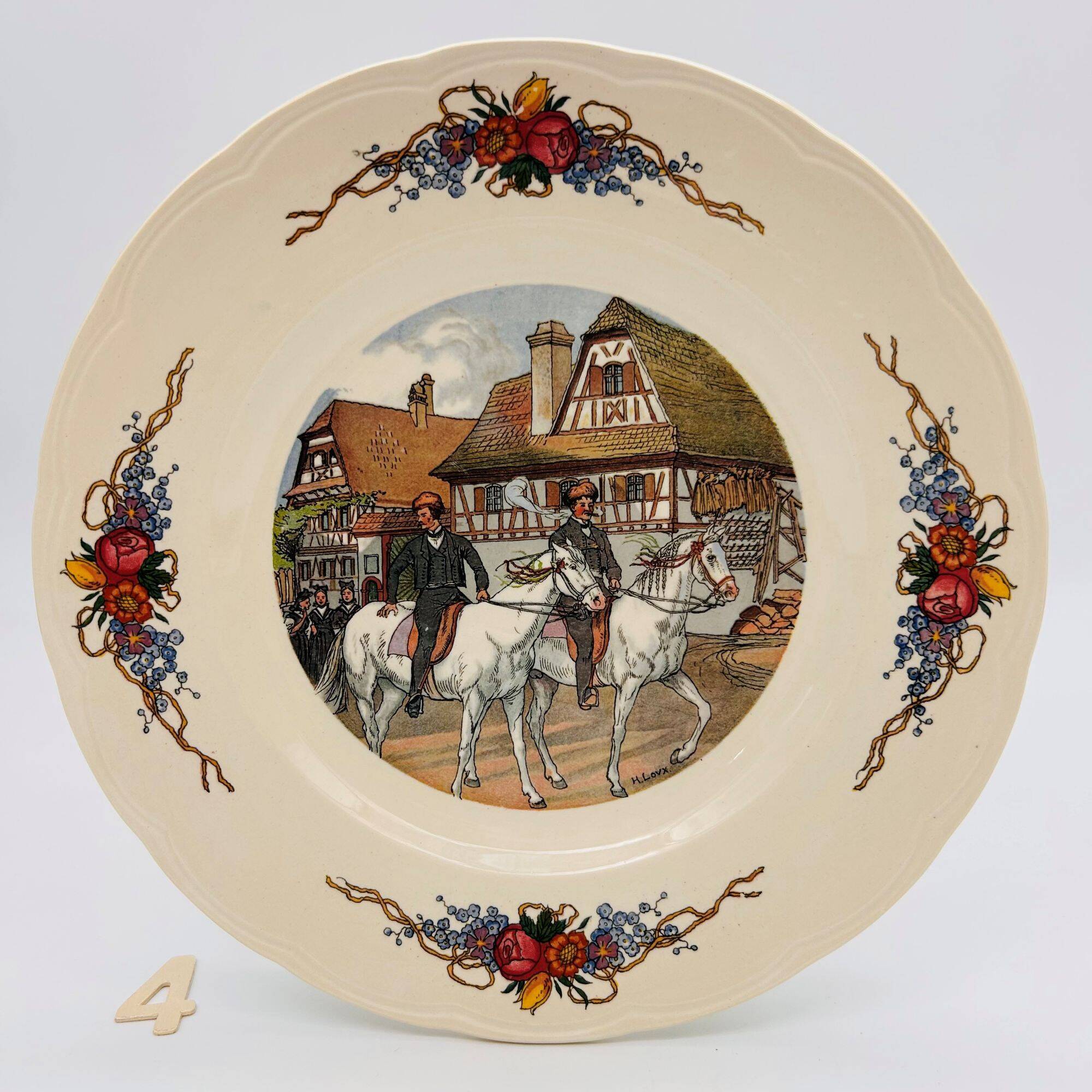 6 flat plates "Obernai" from the Sarreguemines pottery.