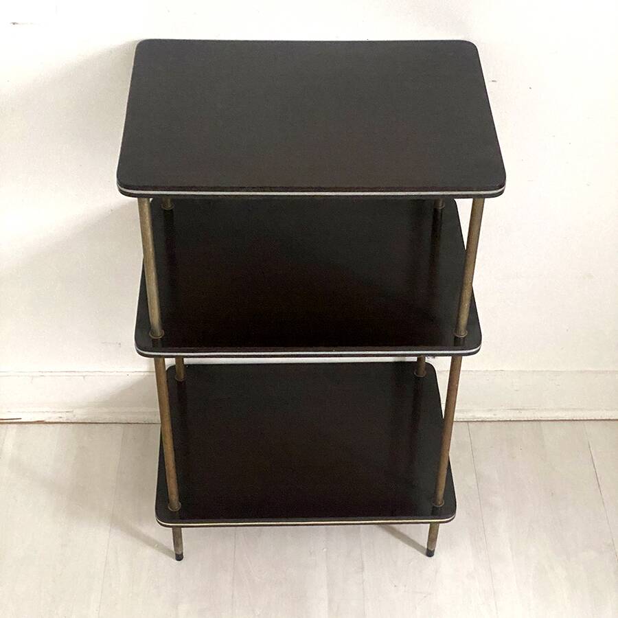 Table d'appoint en laiton et mélaminé, années 50's