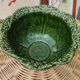 Saladier en barbotine vintage, feuilles de choux