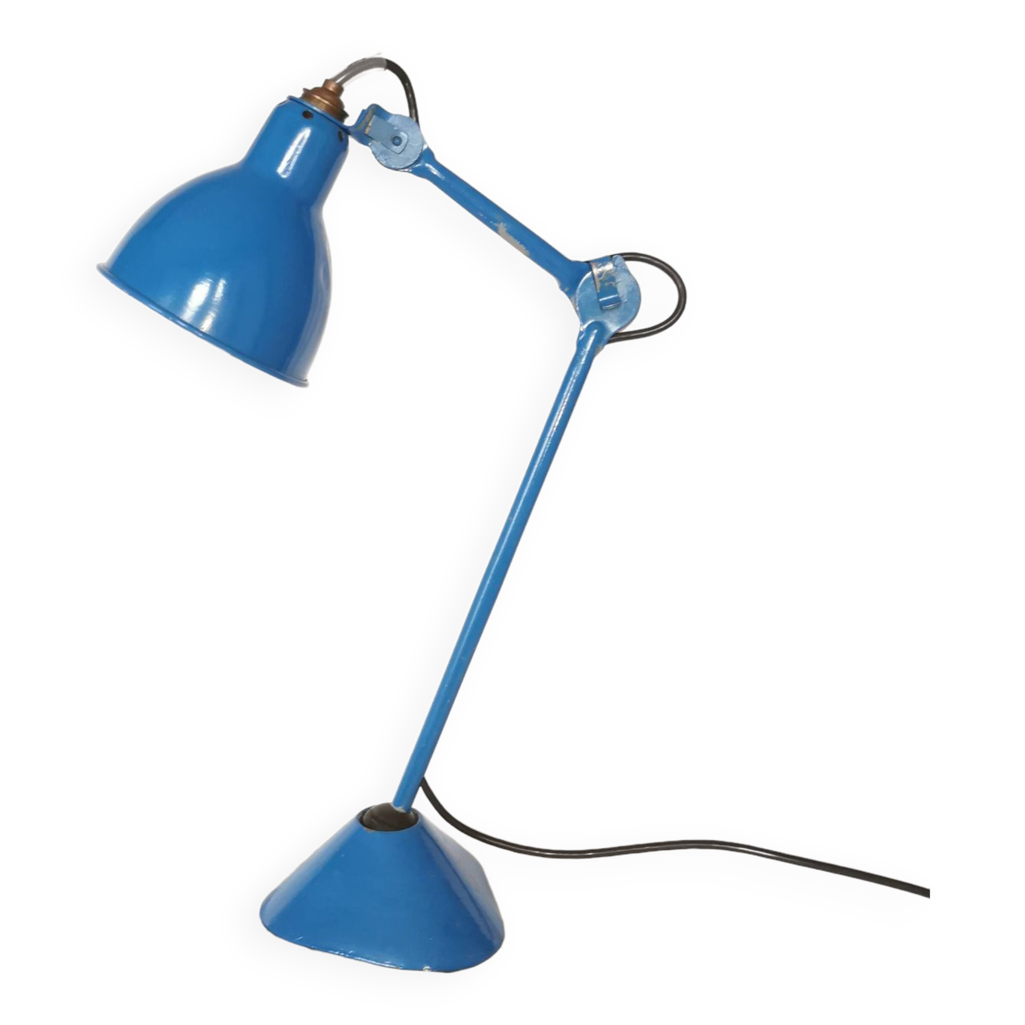 RAVEL articulated lamp, model 205 blue, Bernard Albin Gras, Clamart, France, 1932