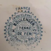 Antique plate Terre de fer H. Boulenger Choisy-le-roi – Blue floral decoration