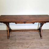 Superb Vintage Brutalist table from the 60s in solid wood