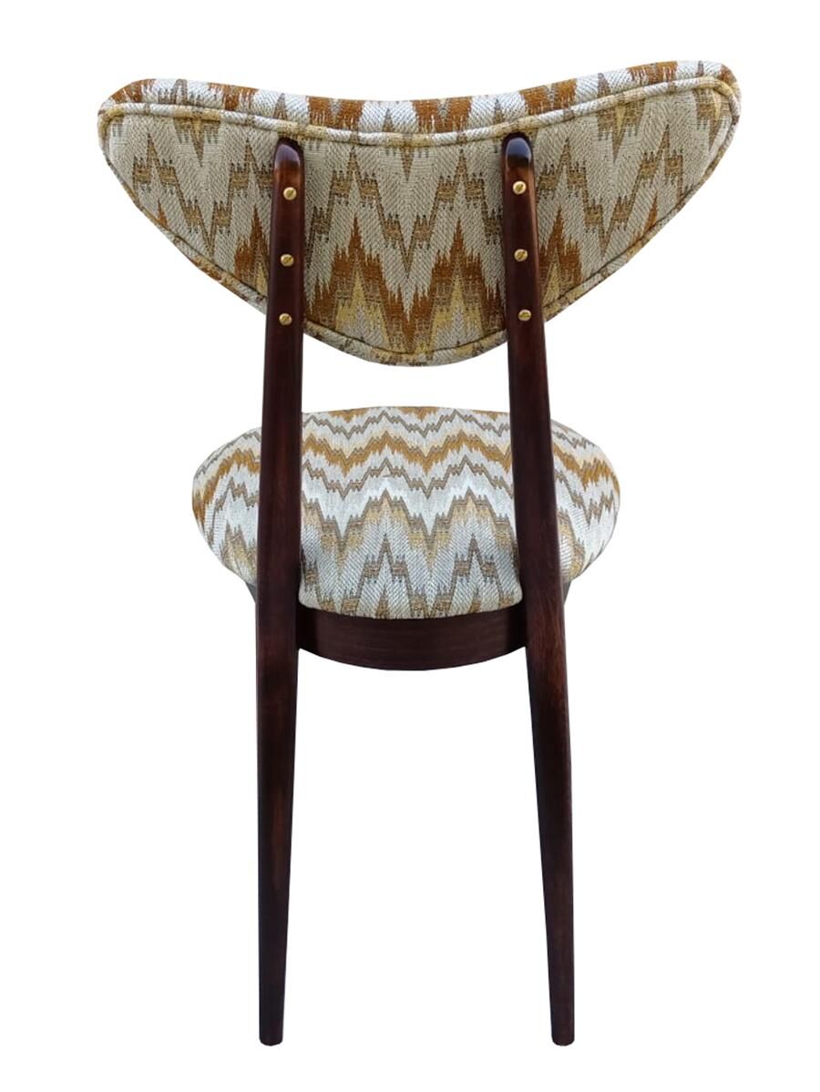 'Heart' Chair Mid-Century Modern, Yellow Velvet Gaston Daniela Jacquard, Dark Wood, Europe 1960s