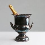 Seau à glace Art déco en laiton plaqué argent, années 1900